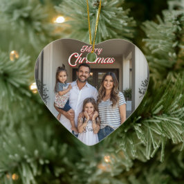Persoonlijke familienaam en foto Kerstmis Keramisch Ornament