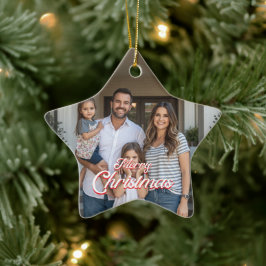 Persoonlijke familienaam en foto Kerstmis Keramisch Ornament