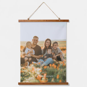 Persoonlijke familienaam en foto's afdrukken hangend wandkleed