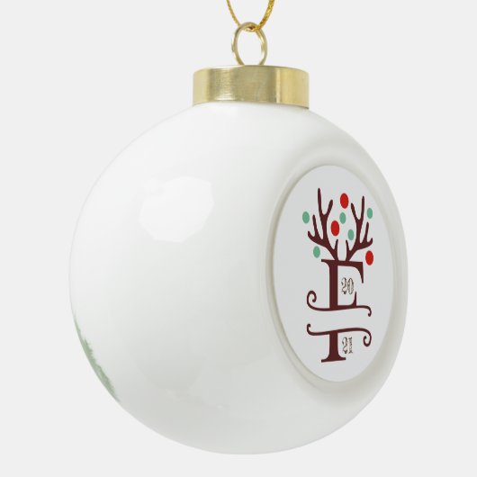 Persoonlijke familienaam "F" Keramische Bal Ornament (Links)