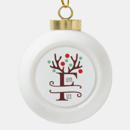 Persoonlijke familienaam "F" Keramische Bal Ornament