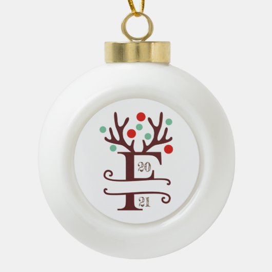 Persoonlijke familienaam "F" Keramische Bal Ornament (Voorkant)