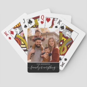 Persoonlijke familienaam foto citaat zwart  pokerkaarten