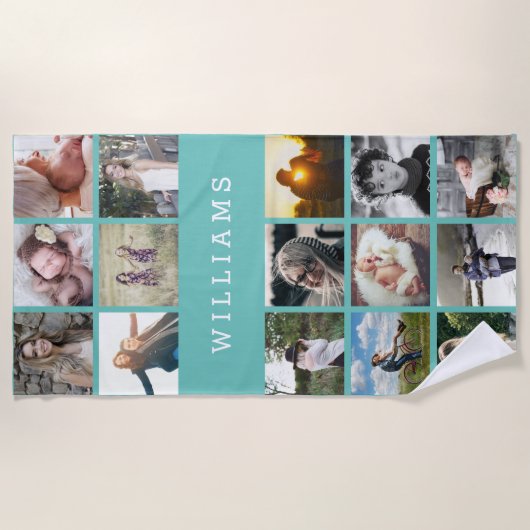 Persoonlijke familienaam Foto Collage Strandlaken (Voorkant)