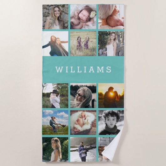 Persoonlijke familienaam Foto Collage Strandlaken (Voorkant)