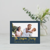 Persoonlijke familienaam Foto Lijst Folie Feestdagen Briefkaart (Staand Voorkant)