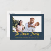 Persoonlijke familienaam Foto Lijst Folie Feestdagen Briefkaart (Voorkant / Achterkant)