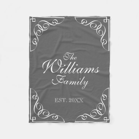 Persoonlijke familienaam gray fleece deken (Voorkant)