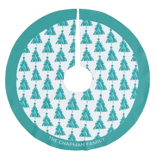 Persoonlijke familienaam Groene Blauwgroen kerstbo Kerstboom Rok (Voorkant)