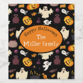 Persoonlijke familienaam Halloween Party Wijn Etiket (Enkel label)