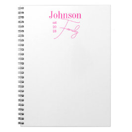Persoonlijke familienaam heet roze en wit notitieboek