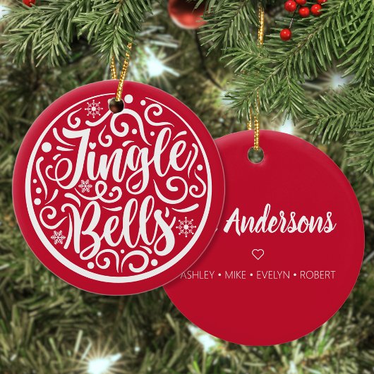 Persoonlijke familienaam Jingle Bells Kerstmis Keramisch Ornament