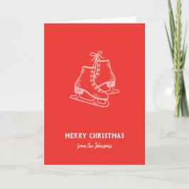 Persoonlijke familienaam Kerst schaatsen Kaart