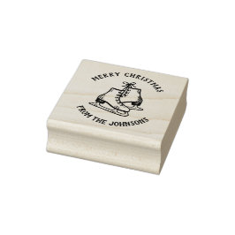 Persoonlijke familienaam Kerst schaatsen Rubberstempel