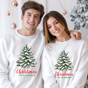 Persoonlijke familienaam kerstboom op maat t-shirt