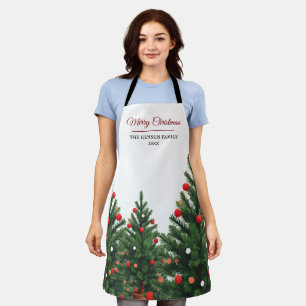 Persoonlijke familienaam kerstboom schort