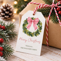 Persoonlijke familienaam Kerstkrans Roze Strik