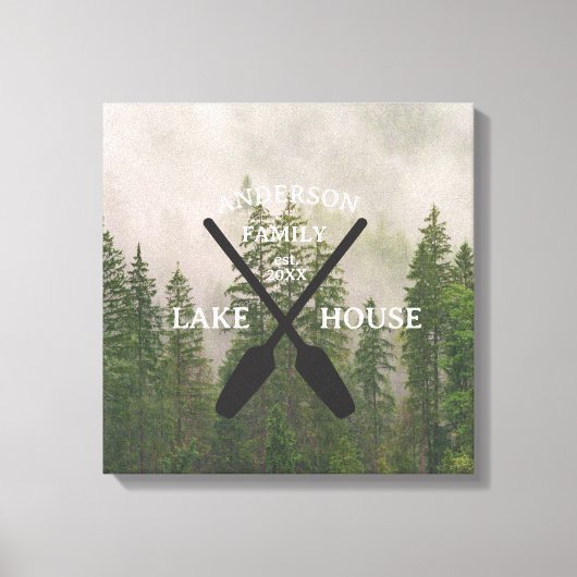 Persoonlijke familienaam Lake House Canvas Afdruk (Voorkant)