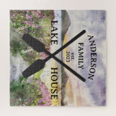 Persoonlijke familienaam Lake House Legpuzzel (Horizontaal)