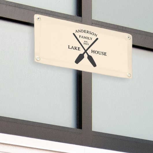 Persoonlijke familienaam Lake House Spandoek (Buitenkant Gebouw)