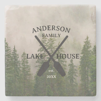Persoonlijke familienaam Lake House Stenen Onderzetter