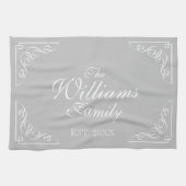 Persoonlijke familienaam land keukenhanddoek (Horizontaal)