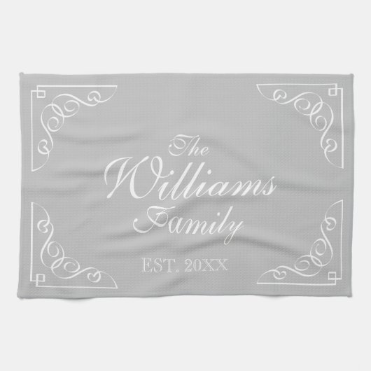 Persoonlijke familienaam land keukenhanddoek (Horizontaal)