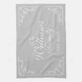 Persoonlijke familienaam land keukenhanddoek (Verticaal)