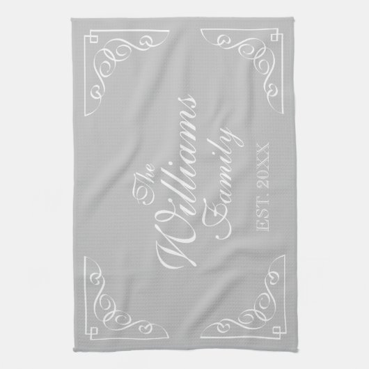 Persoonlijke familienaam land keukenhanddoek (Verticaal)