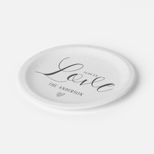 Persoonlijke familienaam Love Brush Script Paper P Papieren Bordje (Gekanteld)