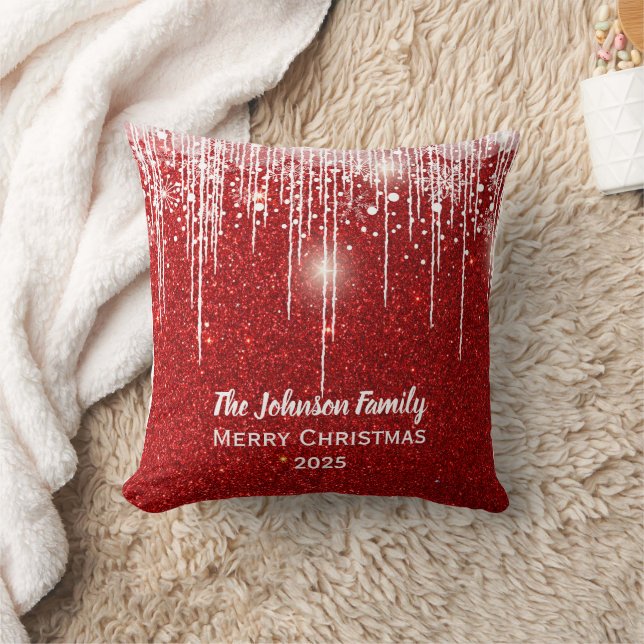 Persoonlijke familienaam Merry-kerstrood Kussen (Deken)