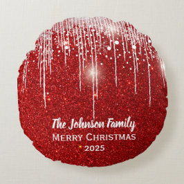 Persoonlijke familienaam Merry-kerstrood Rond Kussen