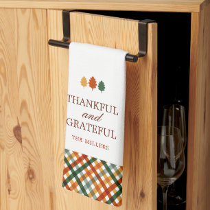 Persoonlijke familienaam Moderne Thanksgiving Theedoek