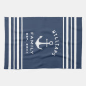 Persoonlijke familienaam Nautical Blue en White Theedoek (Horizontaal)