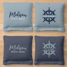 Persoonlijke familienaam Nautical Theme Beach Blue