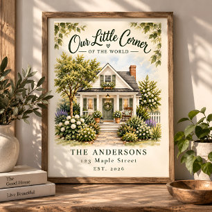 Persoonlijke familienaam Nieuwe thuis waterverf Poster