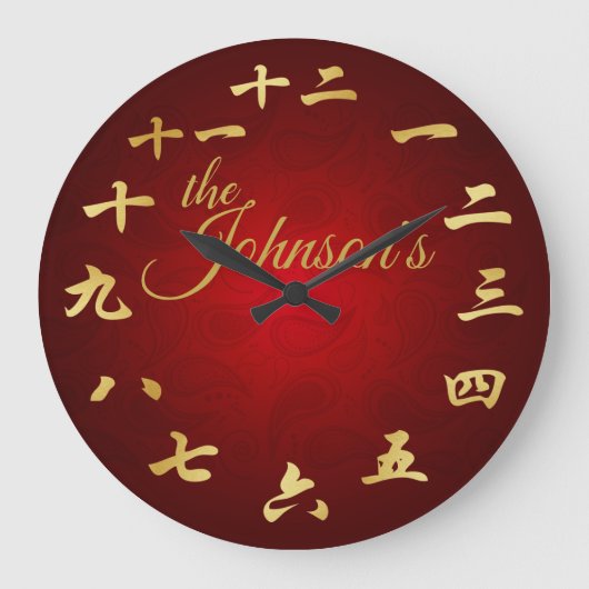 Persoonlijke familienaam Red en Gold Chinees Grote Klok (Voorkant)