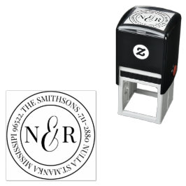 Persoonlijke familienaam retouradres cirkel  zelfinktende stempel
