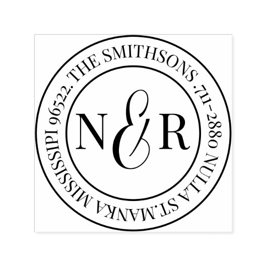 Persoonlijke familienaam retouradres cirkel  zelfinktende stempel (Design)