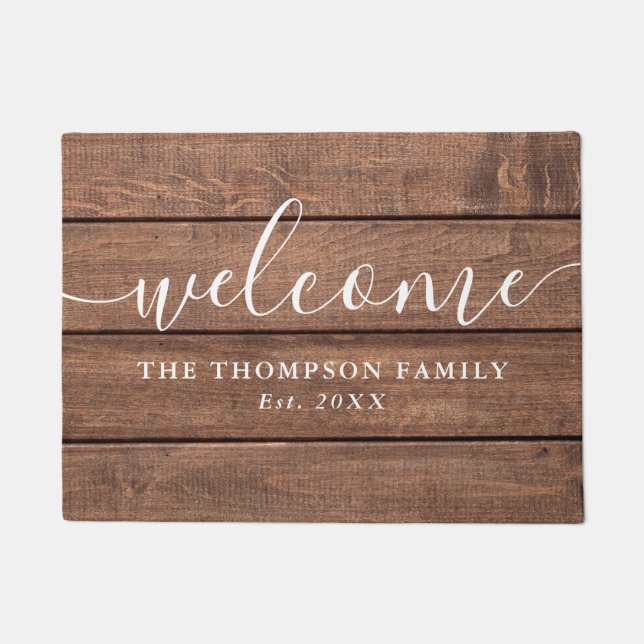 Persoonlijke familienaam Rustic hout Deurmat (Voorkant)