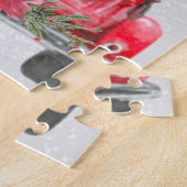 Persoonlijke familienaam Rustic Red Truck Holiday Legpuzzel (Zijkant)