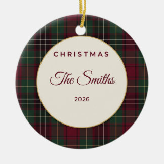Persoonlijke familienaam Schotse ruit Kerstbal Keramisch Ornament