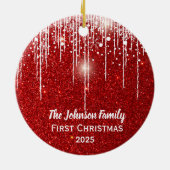 Persoonlijke familienaam Vrolijk Kerstfeest Keramisch Ornament (Achterkant)