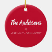 Persoonlijke familienaam Wees prettig kerstrood Keramisch Ornament (Achterkant)