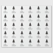 Persoonlijke familienaam White Black KerstTree Cadeaupapier (Vlak)