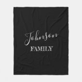 Persoonlijke familienaam zwart fleece deken (Voorkant)