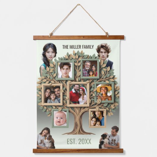 Persoonlijke Familiestamboom Foto Wandrol Hangend Wandkleed (Voorkant)