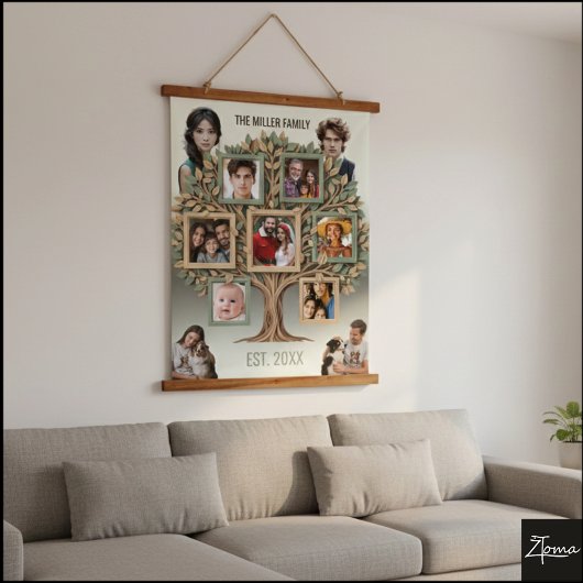 Persoonlijke Familiestamboom Foto Wandrol Hangend Wandkleed