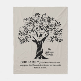 Persoonlijke familiestamboom zwart en bruin fleece deken