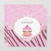 Persoonlijke Fancy Cupcake Safari-uitnodigingen Kaart (Voorkant / Achterkant)